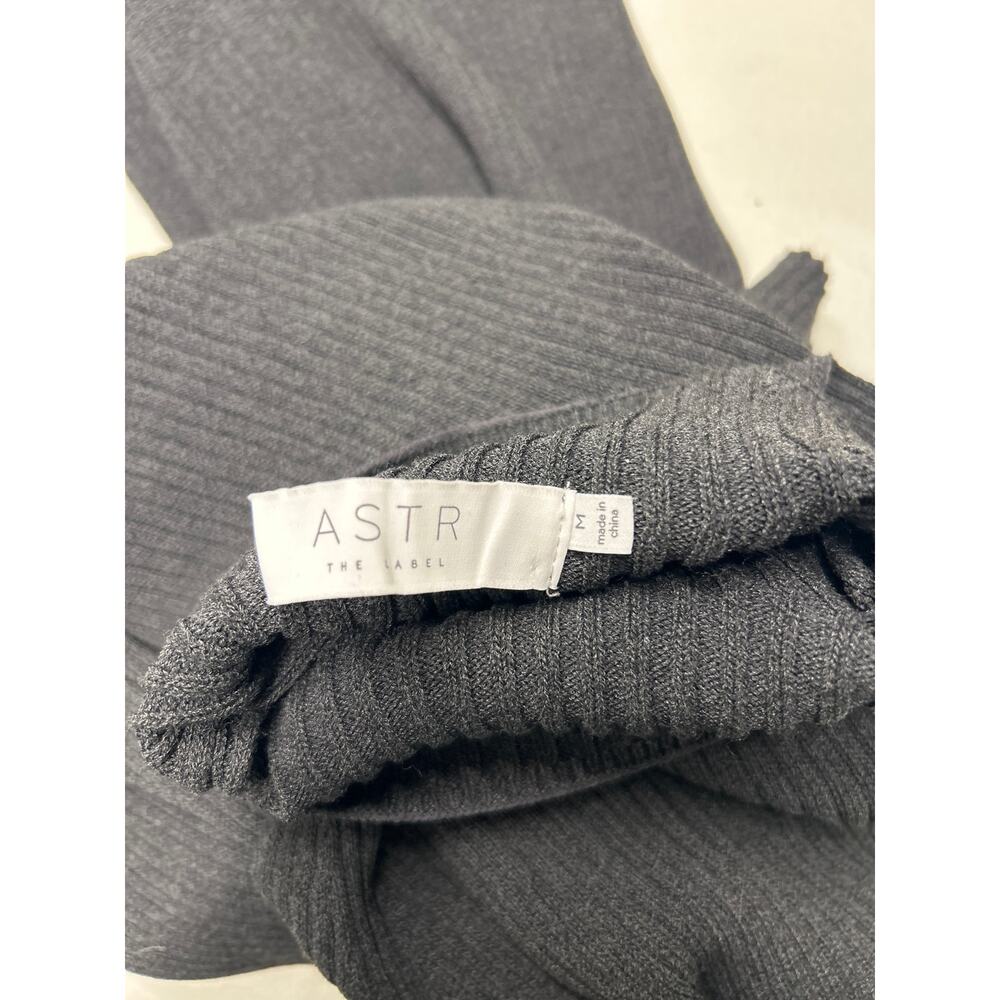 ASTR The Label Cold Shoulder Mock Neck Midi Ribbed Bodycon Grey Sweater Dress M - Picture 4 of 6